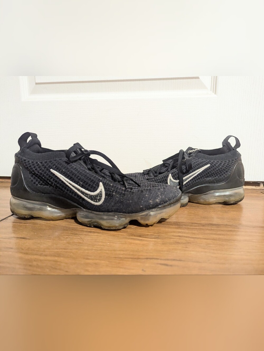 Nike Air Vapormax Flyknit 2021 Black Metallic Silver Size 9 Womens